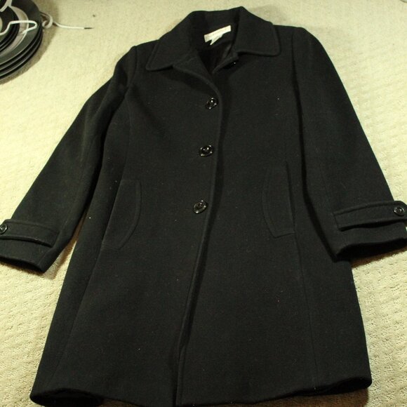Preston & York WOMEN’s Size 4 100% Wool BLACK FALL/WINTER Overcoat - Picture 1 of 5